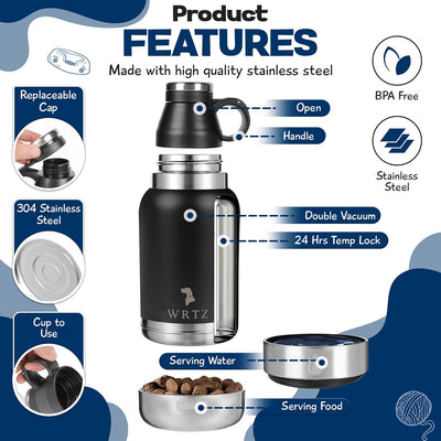Insulated Dog Water Bottle with Travel Bowls