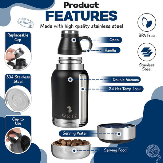 Insulated Dog Water Bottle with Travel Bowls