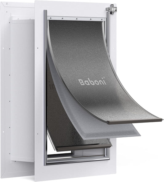 Heavy duty insulated wall mount dog door with triple flap