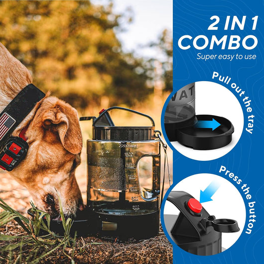 77oz Portable Dog Water Bottle Travel Bowl