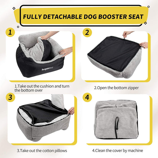Cozy Washable Dog Car Booster Seat Bed