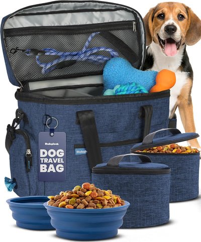 Large Dog Travel Bag With Feeding Bowls