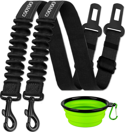 Adjustable nylon dog seat belt with swivel clip attachment