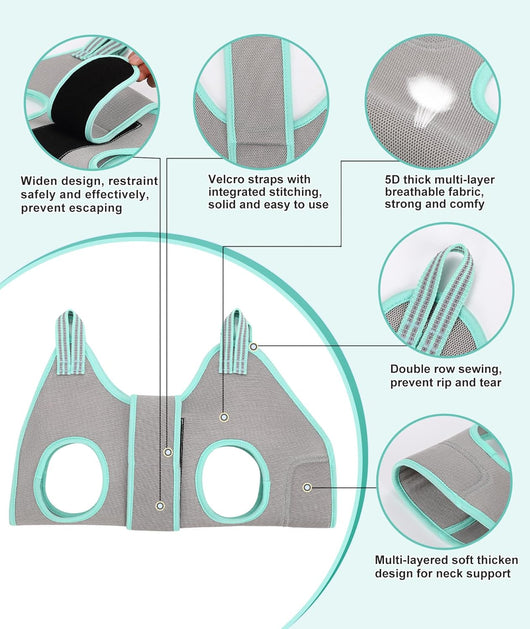 Gray Dog Grooming Hammock Nail Trimming Harness
