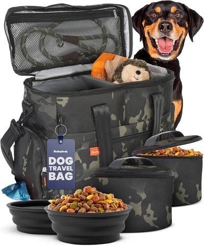 Large Dog Travel Bag With Feeding Bowls
