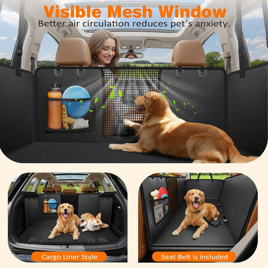 Hard Bottom Dog Car Seat Cover With Mesh Window