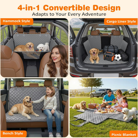 4-In-1 Dog Car Seat Cover With Breathable Mesh Window