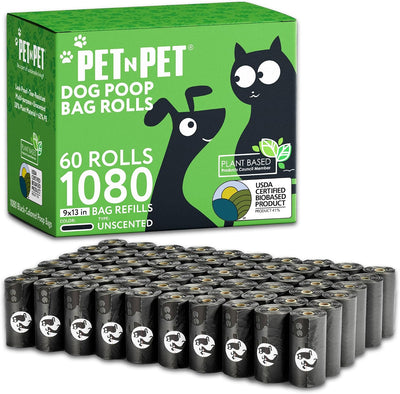 Black 9 x 13 inch puppy poop bags for everyday walks