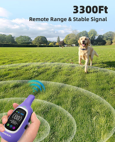 2-in-1 Dog Shock & Bark Collar with Remote I 3300FT Waterproof