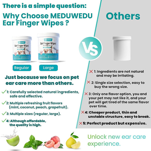 MEDUWEDU Dog & Cat Ear Cleaner Wipes