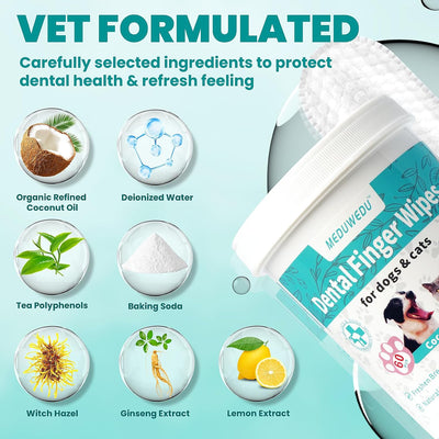 Dog Dental Finger Wipes 60-Pack
