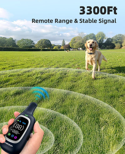 2-in-1 Dog Shock & Bark Collar with Remote I 3300FT Waterproof