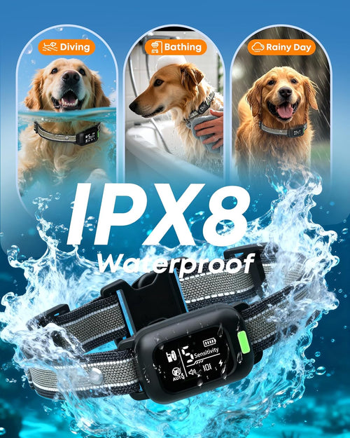 2-in-1 Dog Shock & Bark Collar with Remote I 4500FT Waterproof