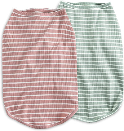 2 Pack Dog Stripe Shirts | Breathable Pet Vest | Soft Dog Clothes