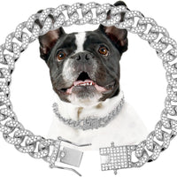 Silver Cuban Link Dog Chain Collar