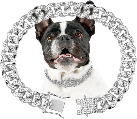 Silver Cuban Link Dog Chain Collar