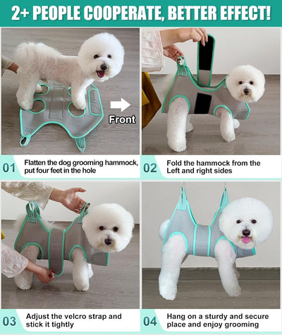 Gray Dog Grooming Hammock Nail Trimming Harness