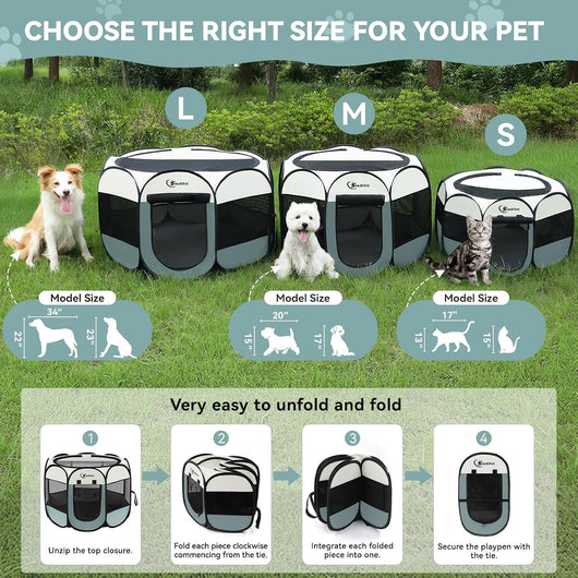 Portable Puppy Playpen For Indoor Outdoor Use