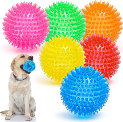 3.5" Spiky Squeaky Dog Balls I 6-Pack