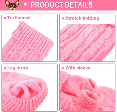 2-Pack Cable Knit Sweaters for Small Dogs