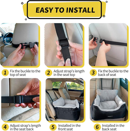 Cozy Washable Dog Car Booster Seat Bed