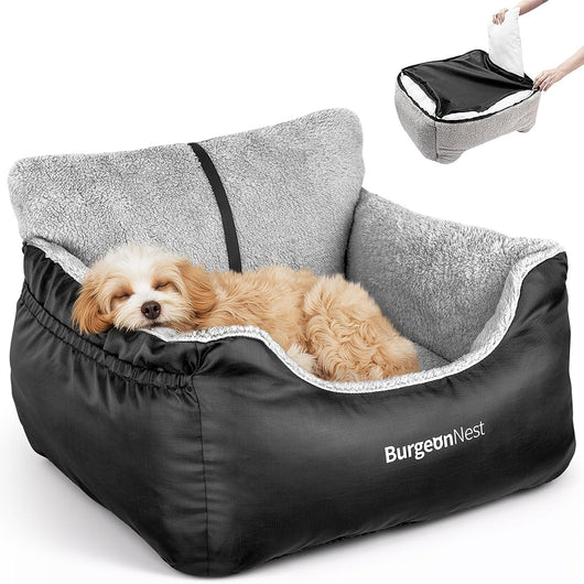 Black washable dog car booster seat for pets under 25 pounds