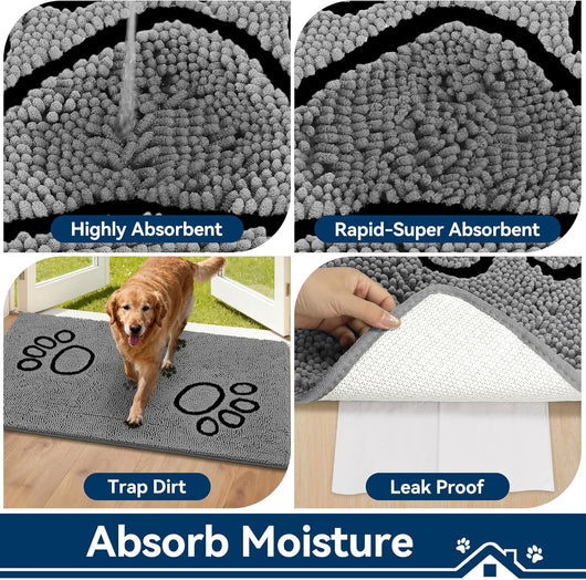 48"x30" Absorbent Dog Door Mat I Washable Chenille