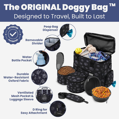 Large Dog Travel Bag With Feeding Bowls