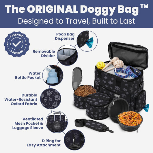 Large Dog Travel Bag With Feeding Bowls