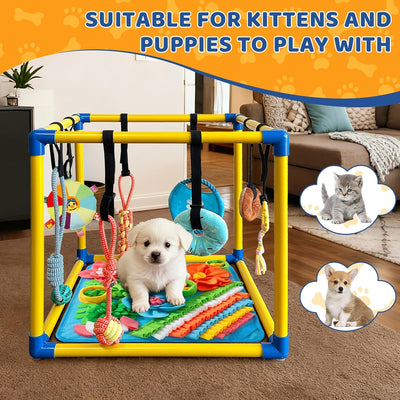 Interactive Puppy Play Gym With Snuffle Mat Toys