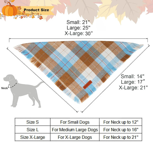 Plaid Tassel Dog Bandana Two-Pack for Fall