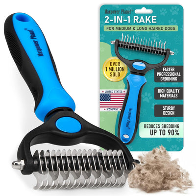 Maxpower Planet double-sided pet grooming rake for dogs and cats with long hair