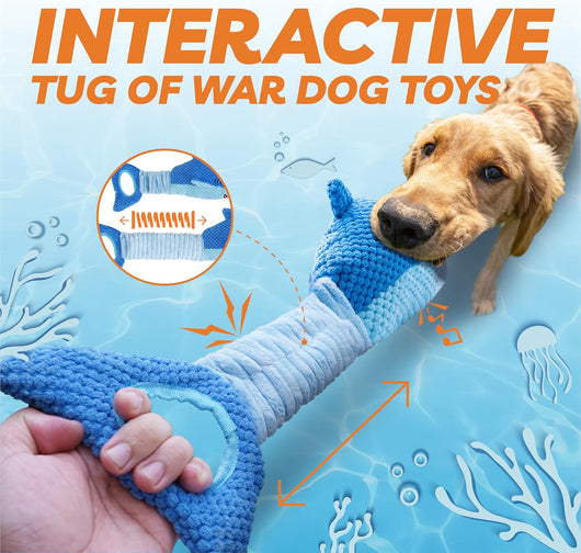 Squeaky Shark Tug Toy for Busy Dogs