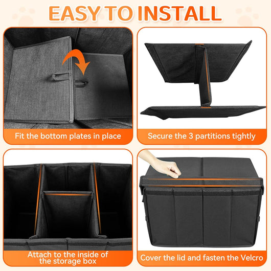 Foldable Dog Car Seat Extender Storage Organizer