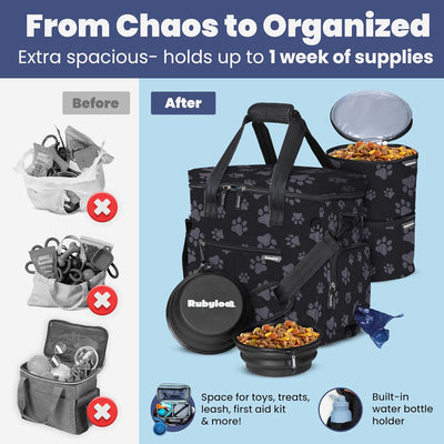 Large Dog Travel Bag With Feeding Bowls