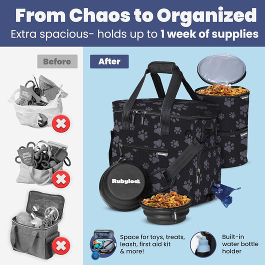 Large Dog Travel Bag With Feeding Bowls