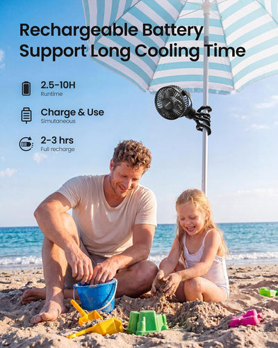 Portable Stroller Fan With Flexible Tripod Cooling