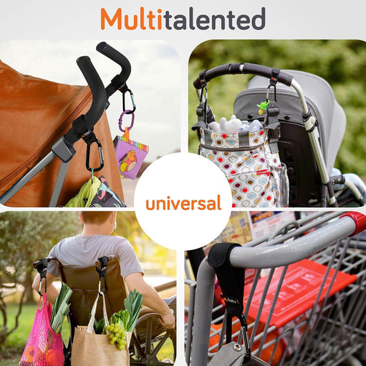 Universal Stroller Hooks For Bags With Carabiners