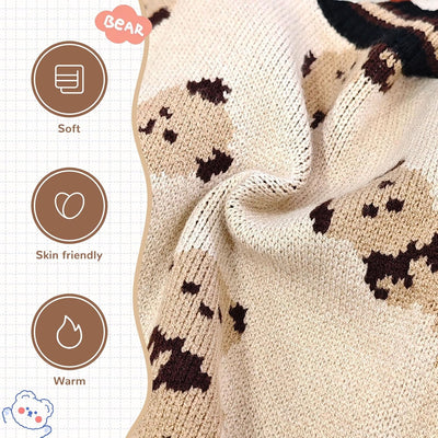 Cute Bear Dog Sweater Cardigan – Soft Knit Warm Dog Clothes for Small & Medium Dogs