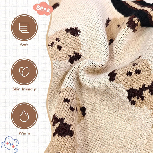 Cute Bear Dog Sweater Cardigan – Soft Knit Warm Dog Clothes for Small & Medium Dogs