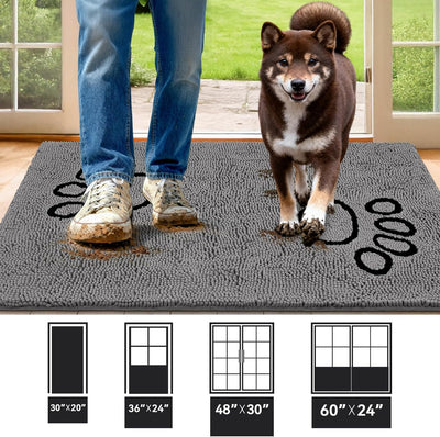 48"x30" Absorbent Dog Door Mat I Washable Chenille