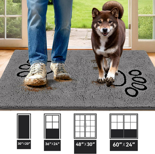 48"x30" Absorbent Dog Door Mat I Washable Chenille