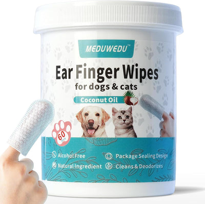 MEDUWEDU coconut scented dog and cat ear cleaner finger wipes 60 count