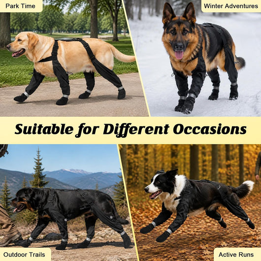 Water-Resistant Large Dog Boots with Suspenders