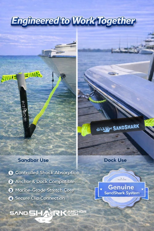Shock-Absorbing Boat Bungee Dock Line With Clip
