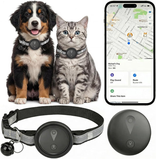 Smart pet tracker collar with reflective adjustable strap for dogs