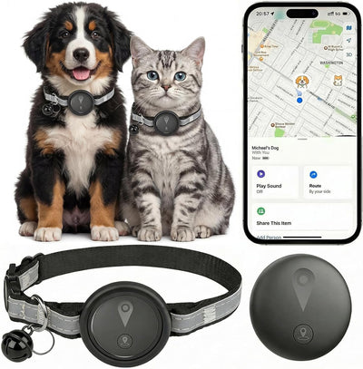 Smart pet tracker collar with reflective adjustable strap for dogs