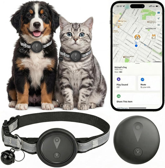 Smart pet tracker collar with reflective adjustable strap for dogs