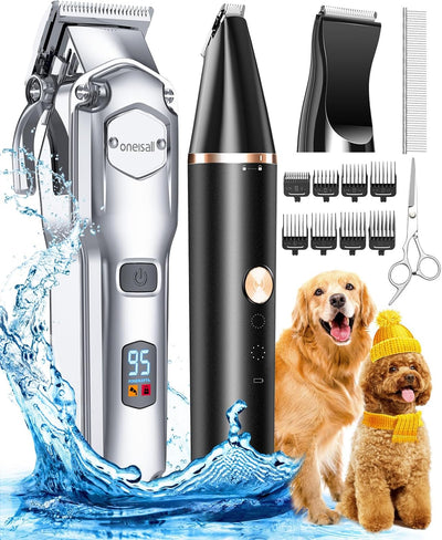 Waterproof dog grooming clipper kit for thick coats