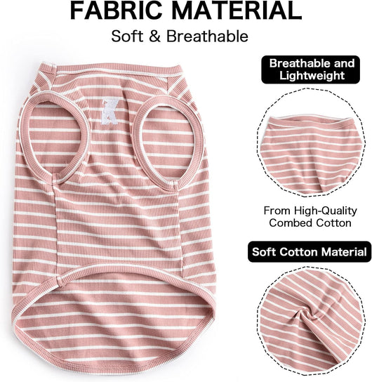 2 Pack Dog Stripe Shirts | Breathable Pet Vest | Soft Dog Clothes